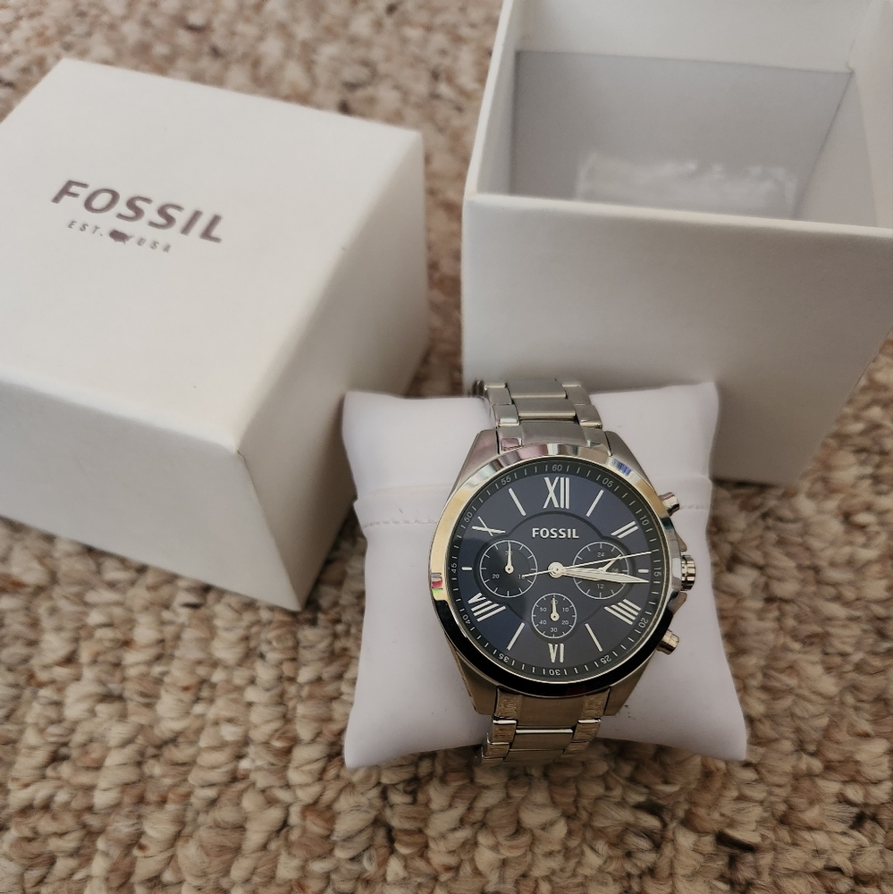 Fossil Stainless Steel Blue Face Watch